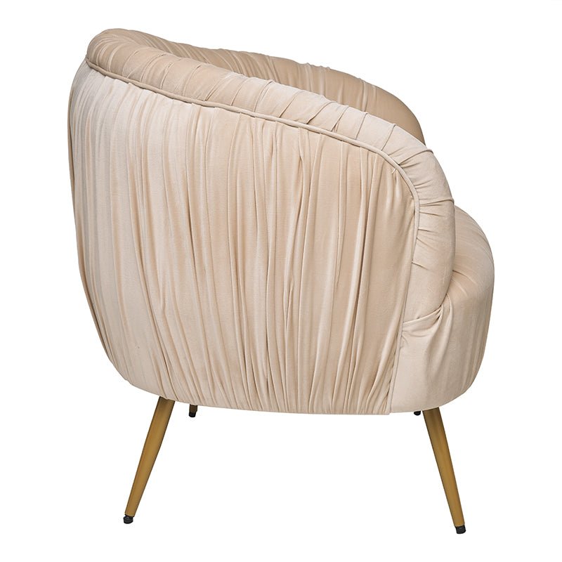 Sillón terciopelo plisado beige Acentto - Vintahome