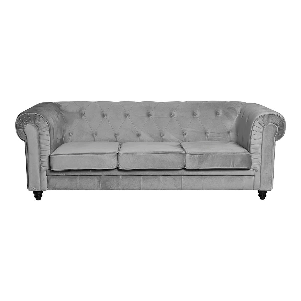 Sofá 3 plazas chesterfield terciopelo gris - Vintahome