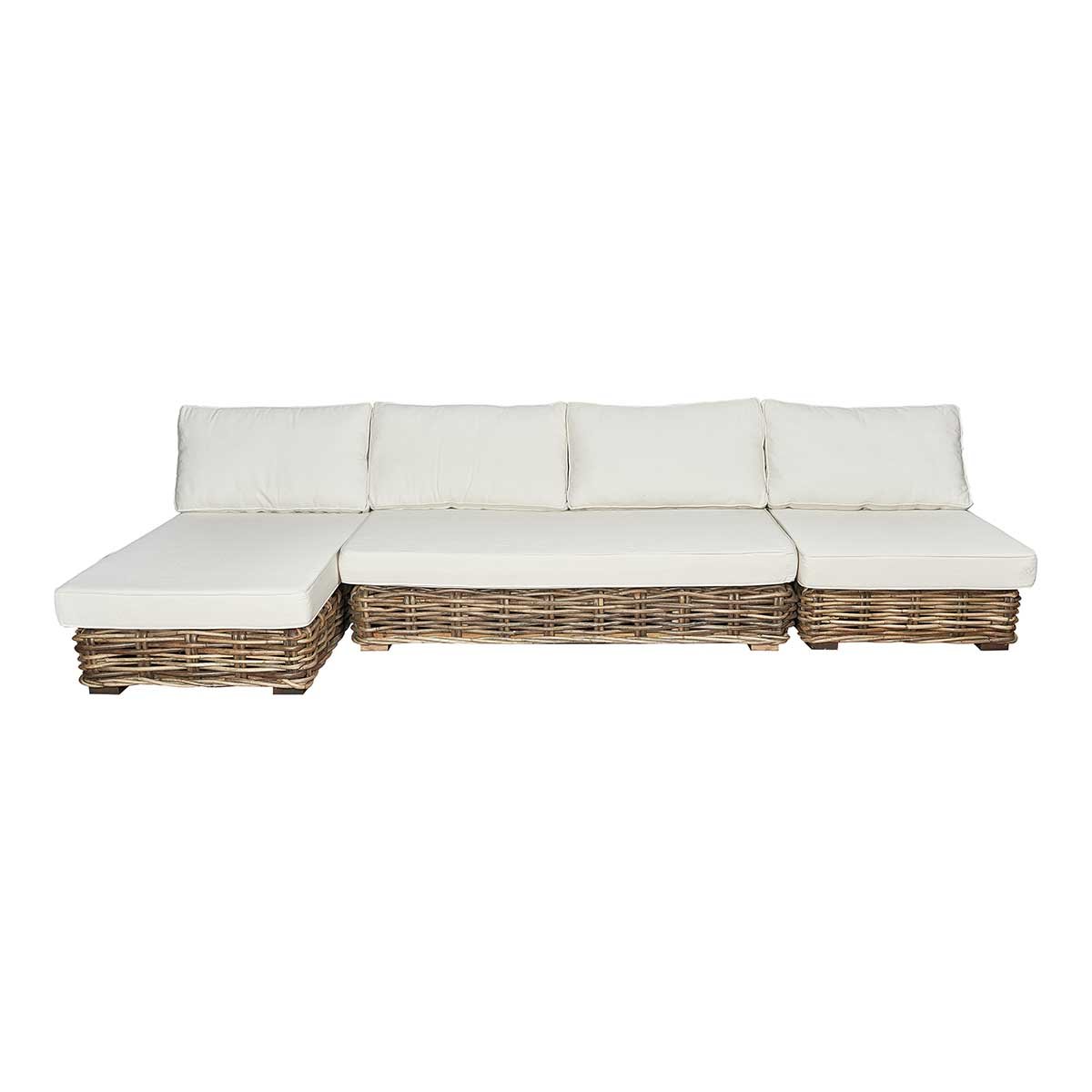 Sofá chaise longue modular ratán Mico - Vintahome