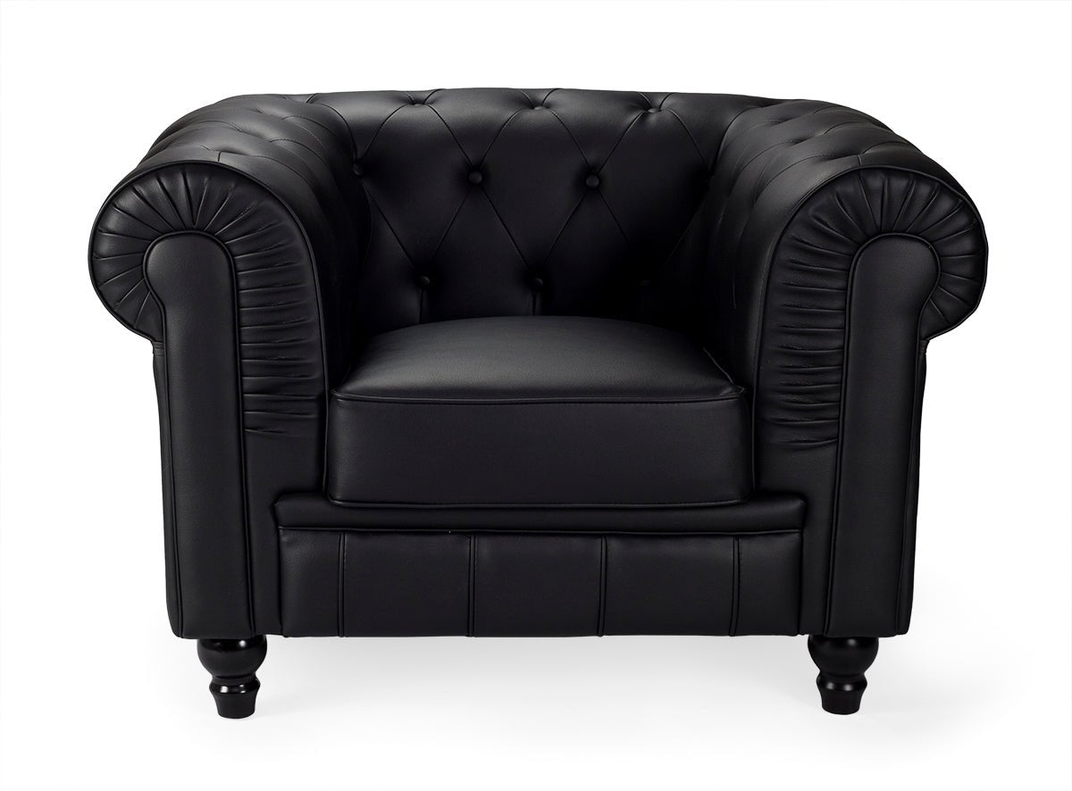 Sofá Chester 1 plaza piel - Vintahome
#color_Negro