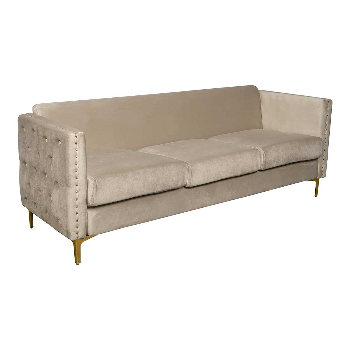 Sofá terciopelo beige 3 plazas Linna - Vintahome