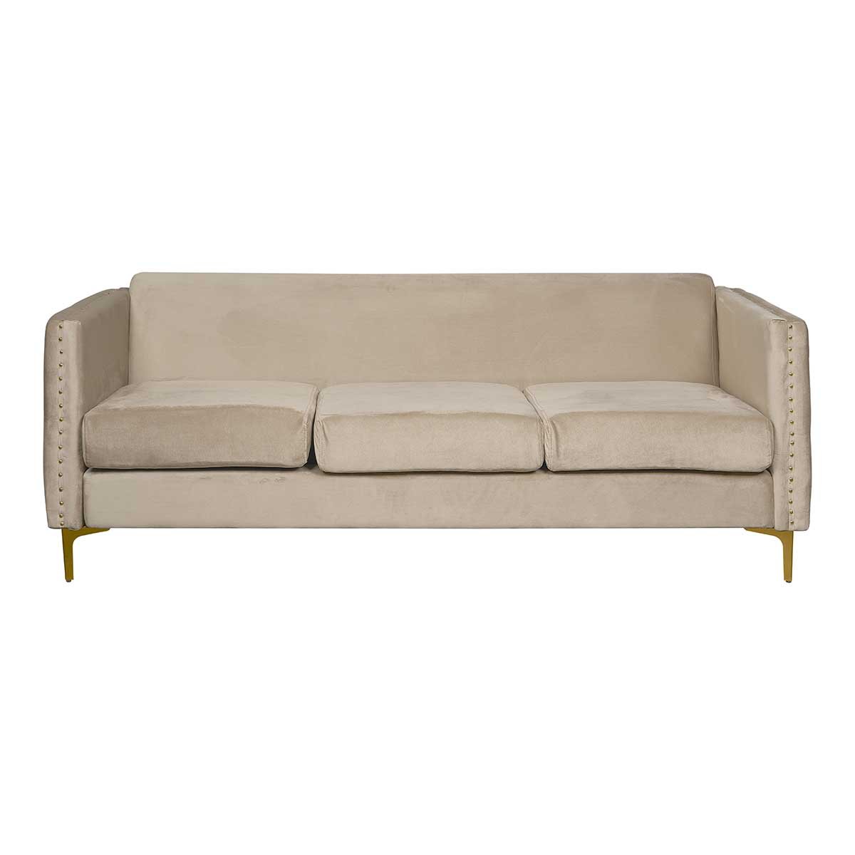 Sofá terciopelo beige 3 plazas Linna - Vintahome