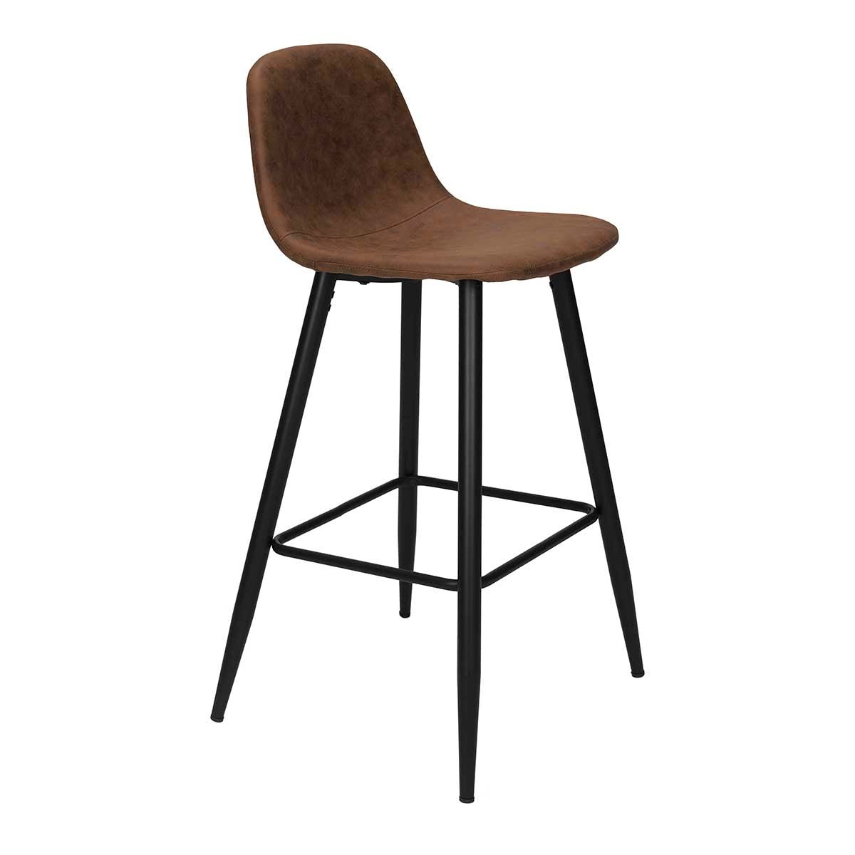 Tabouret de bar en microfibre marron H75cm Bravus