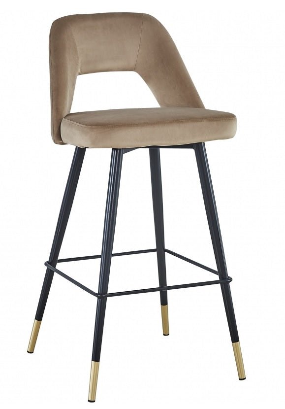Taburete de bar de terciopelo beige Zaima
#color_Beige